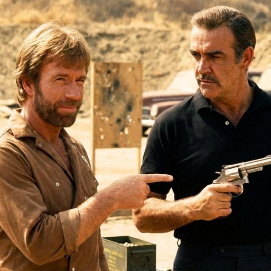Sean Connery Called to Shooting Range by Chuck Norris Who Said “Can You Aim”—Norris Dropped His Gun