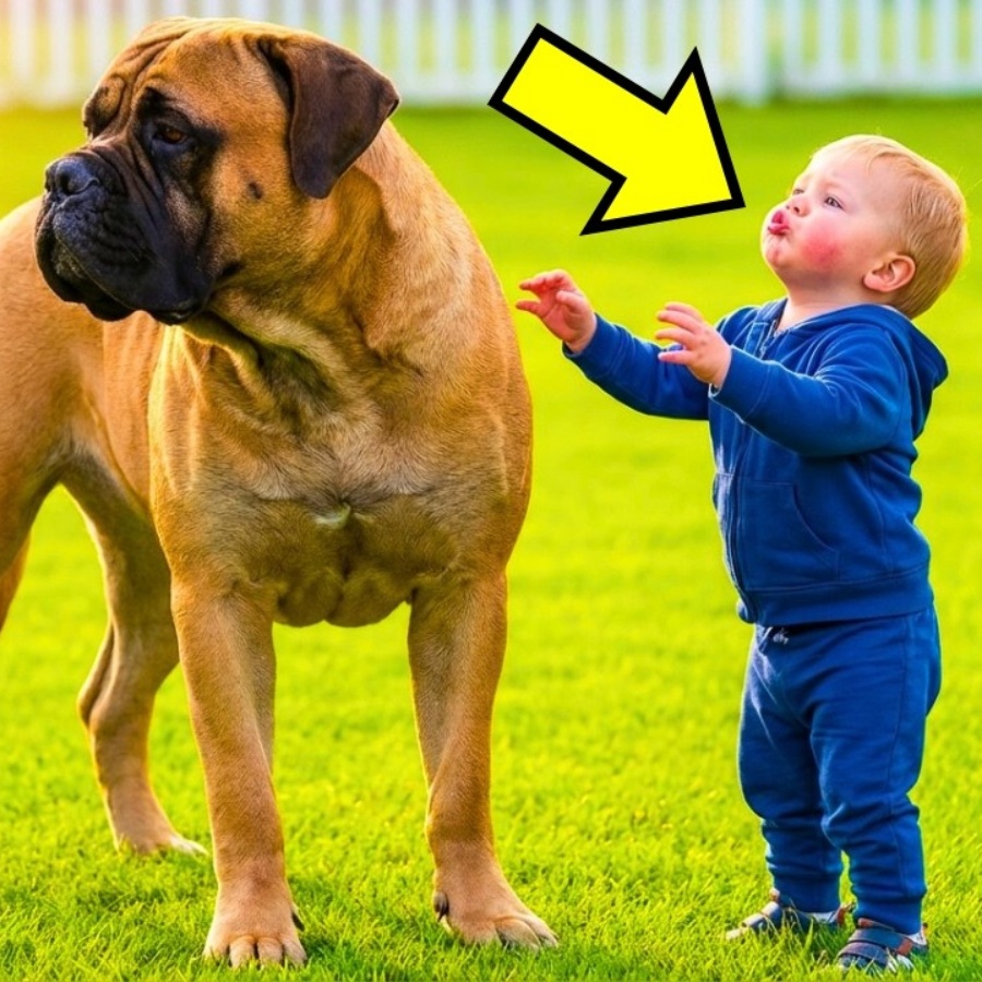 Baby Tries To Kiss The Giant Bullmastiff Every Day. One Morning, Everything Changed!