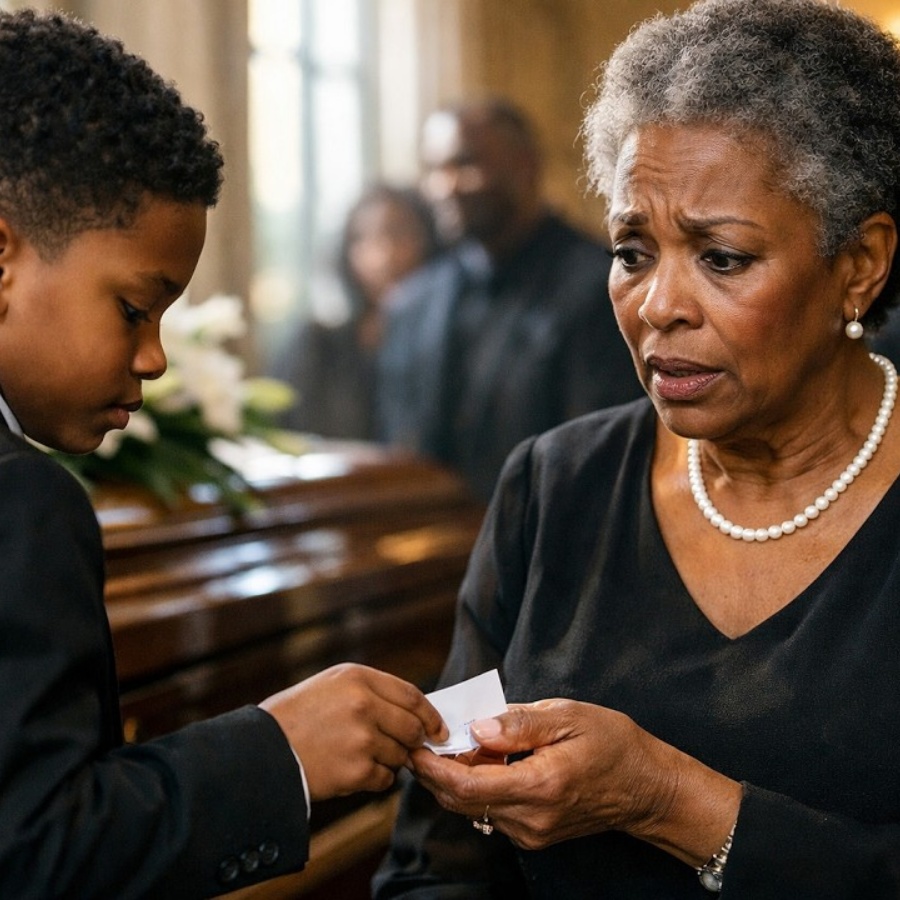 At my husband’s funeral, my grandson slipped me a note that changed everything by dawn