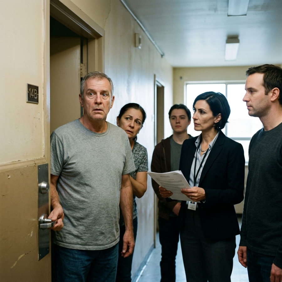My mom and stepdad secretly drained my savings to buy an apartment for their daughter. When I threatened them, they laughed in my face—You can’t do anything; that was ours, we just took it—and kicked me out. But the very next morning, when they opened the door, he froze in shock at the strangers waiting outside. JJ
