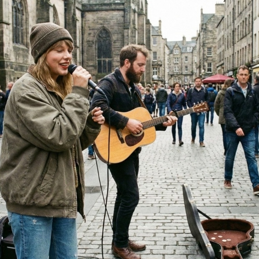 Taylor Swift Joins a Street Musician — The Crowd Has No Idea Who She Is
