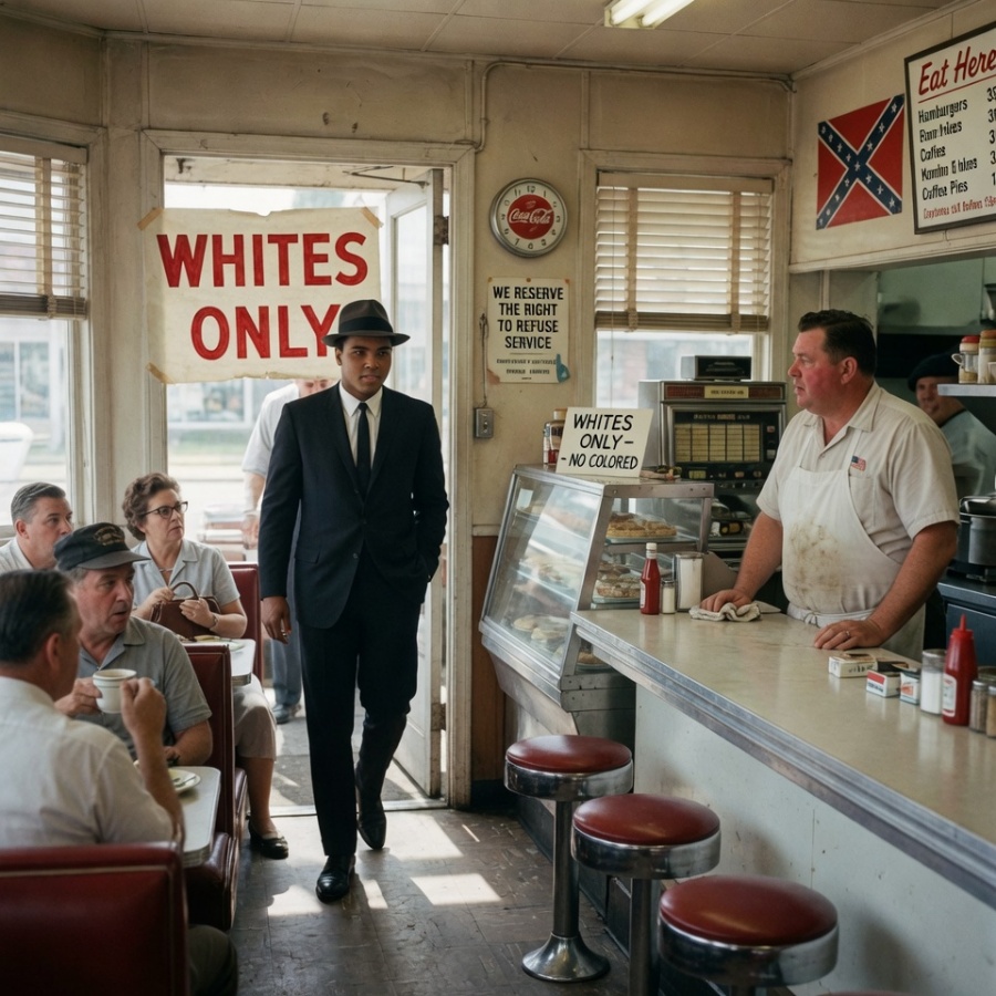 The Weight of the Gold: The Day Muhammad Ali Met a Diner’s Hate and Forged a Legend of Peace