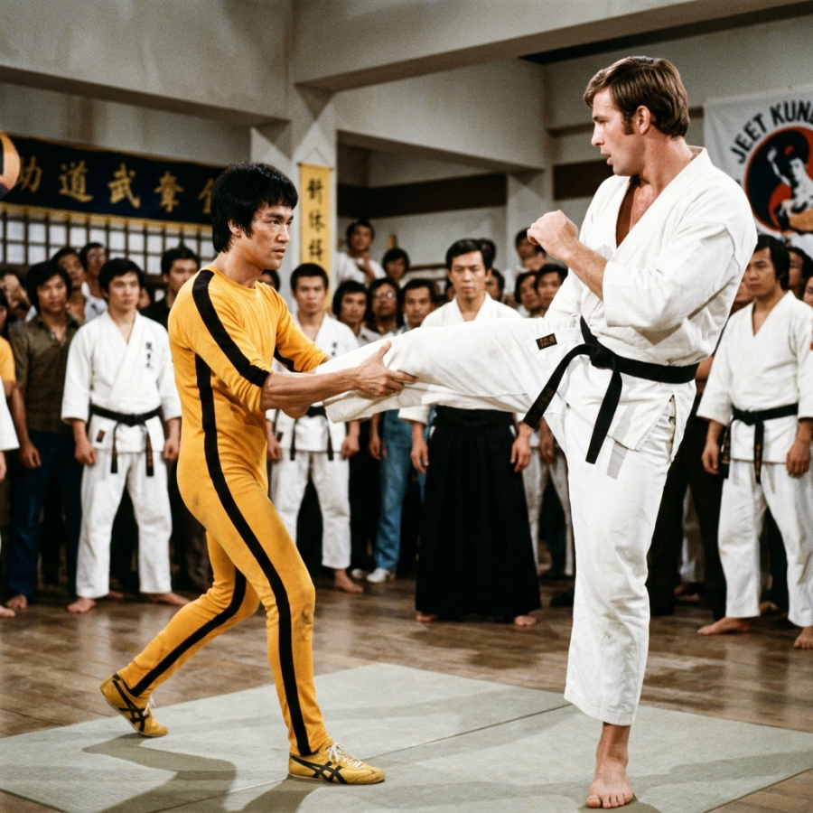 The Unseen Velocity of the Dragon: When a World Champion’s “Impossible” Kick Was Intercepted Mid-Air by Bruce Lee