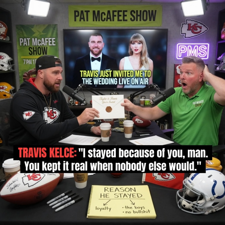 In a Heartfelt Reveal, Travis Kelce Surprises Pat McAfee With a Wedding Invitation and Explains the Deep Emotional Reason He Chose to Stay