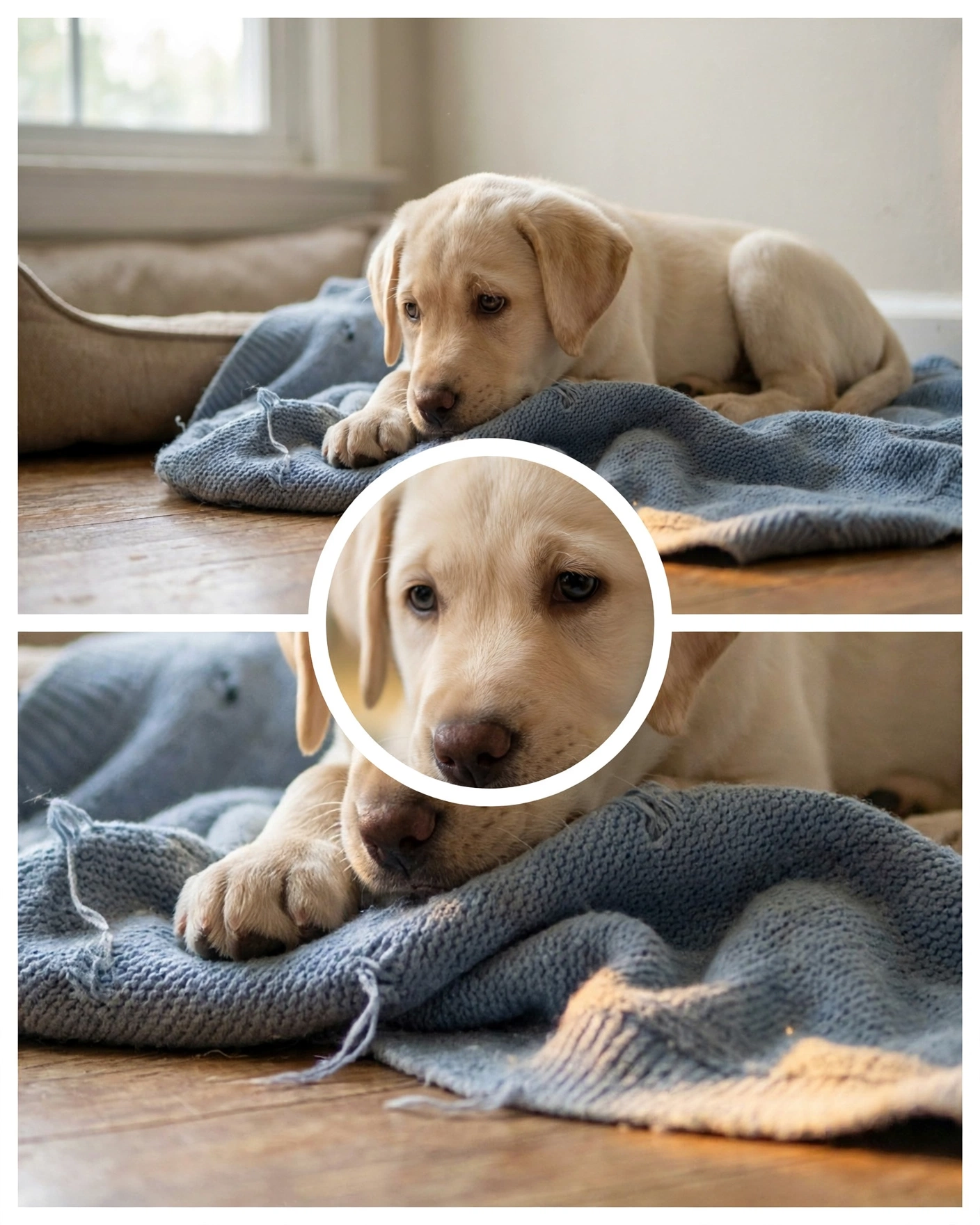 A Labrador Puppy Held Onto One Blanket Until He Felt Safe